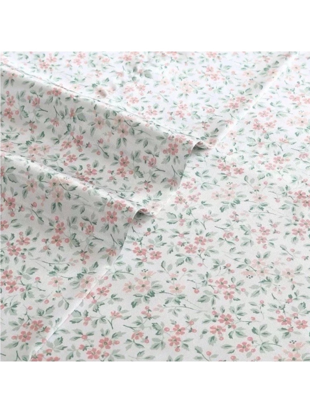 Laura Ashley Tierney Pink Floral Satin Queen 4 Pc Sheet Set NWT
